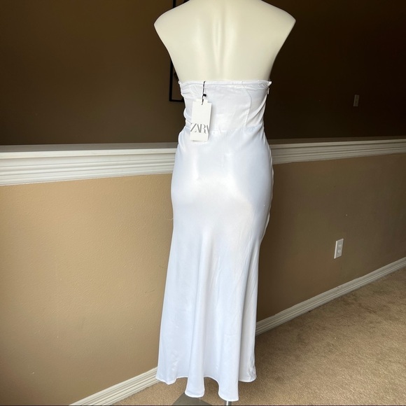 NEW ZARA RHINESTONE CORSET MIDI DRESS OYSTER WHITE | 1165/152 - Picture 6 of 15